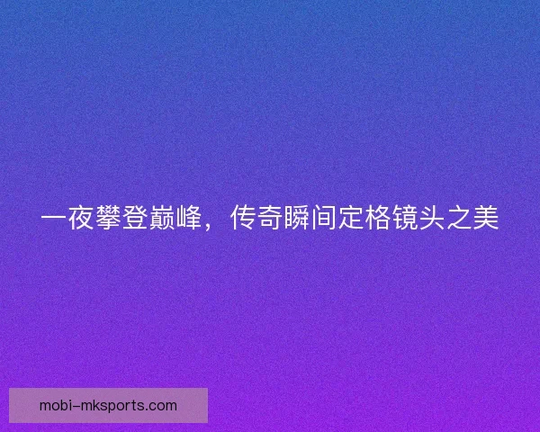 一夜攀登巅峰，传奇瞬间定格镜头之美