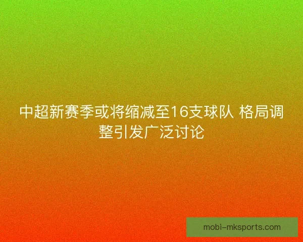 中超新赛季或将缩减至16支球队 格局调整引发广泛讨论