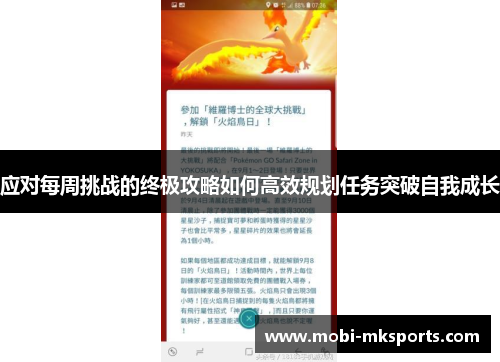 应对每周挑战的终极攻略如何高效规划任务突破自我成长